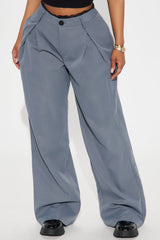 To My Heart Lace Trim Trouser Pant - Charcoal