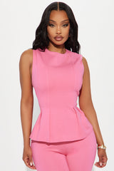 The Mia Double Lined Ponte Peplum Pant Set - Pink