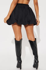 Samaria Double Waistband Bubble Mini Skirt - Black/combo
