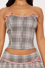 LOML Plaid Bubble Hem Skirt Set - Mauve/combo