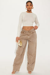 Sinead Baggy Taper Leg Jeans - Mocha