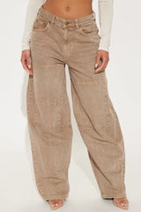 Sinead Baggy Taper Leg Jeans - Mocha