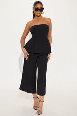 Roxie Peplum Pant Set - Black
