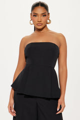 Roxie Peplum Pant Set - Black