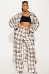 Lost Lover Plaid Pant Set - Brown/combo