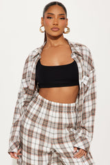 Lost Lover Plaid Pant Set - Brown/combo