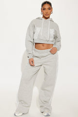 Lacey Fleece Sweatsuit Set - Heather Grey