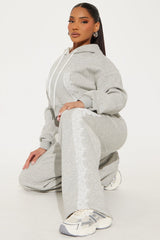 Lacey Fleece Sweatsuit Set - Heather Grey