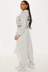Lacey Fleece Sweatsuit Set - Heather Grey