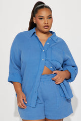 Unforgettable Washed Short Set - Royal