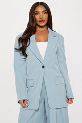Posh Blazer Pant Set - Light Blue