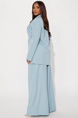 Posh Blazer Pant Set - Light Blue