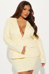 The Mia Double Lined Ponte Blazer Skirt Set - Butter Yellow