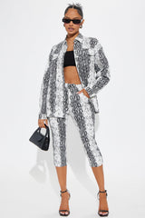 Blanca Snake Print Capri Set - White/combo