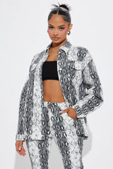 Blanca Snake Print Capri Set - White/combo