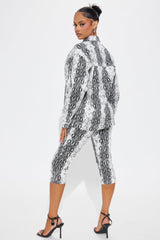 Blanca Snake Print Capri Set - White/combo