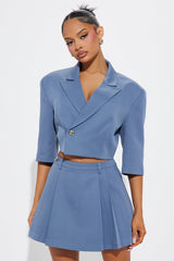 Chick in Command Skort Set - Slate Blue