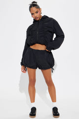 Sweet Like Honey Windbreaker Bubble Short - Black