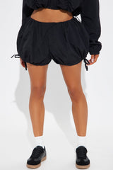Sweet Like Honey Windbreaker Bubble Short - Black