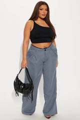 To My Heart Lace Trim Trouser Pant - Charcoal