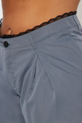 To My Heart Lace Trim Trouser Pant - Charcoal