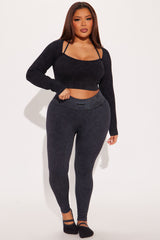 Fighter Ribbed Active Legging Washed Effortless Seamless - Black