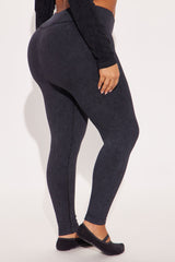 Fighter Ribbed Active Legging Washed Effortless Seamless - Black