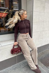 Sinead Baggy Taper Leg Jeans - Mocha