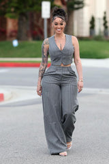 She's In Control Vest Pant Set  - Grey