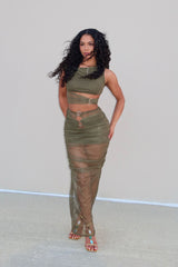 Midnight Dawn Skirt Set - Green