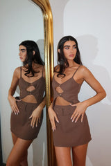 Dance Floor Diva Skirt Set - Brown