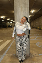 Oh So Shredded Stretch Straight Leg Jeans - Grey/combo
