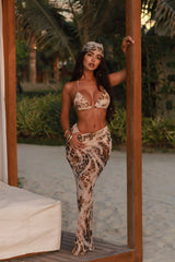 Feeling Hot 3 Piece Skirt Set - Brown/combo