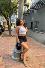 Still Got It Nylon Micro Mini Cargo Skirt - Black