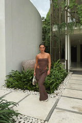 Lilah Crochet Maxi Skirt Set - Mocha
