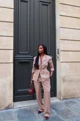 I Rest My Case Fitted Waist Blazer Set - Mocha