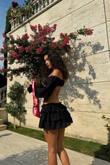 Cherry Drop Micro Mini Skirt Set - Black