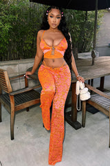 Secret Desire Lace Pant Set - Orange