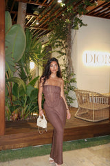Lilah Crochet Maxi Skirt Set - Mocha