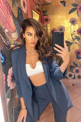 Business Classy Blazer Pant Set - Blue