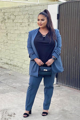 Business Classy Blazer Pant Set - Blue