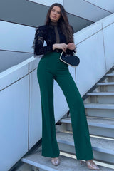 Victoria High Waisted Dress Pants - Hunter Green